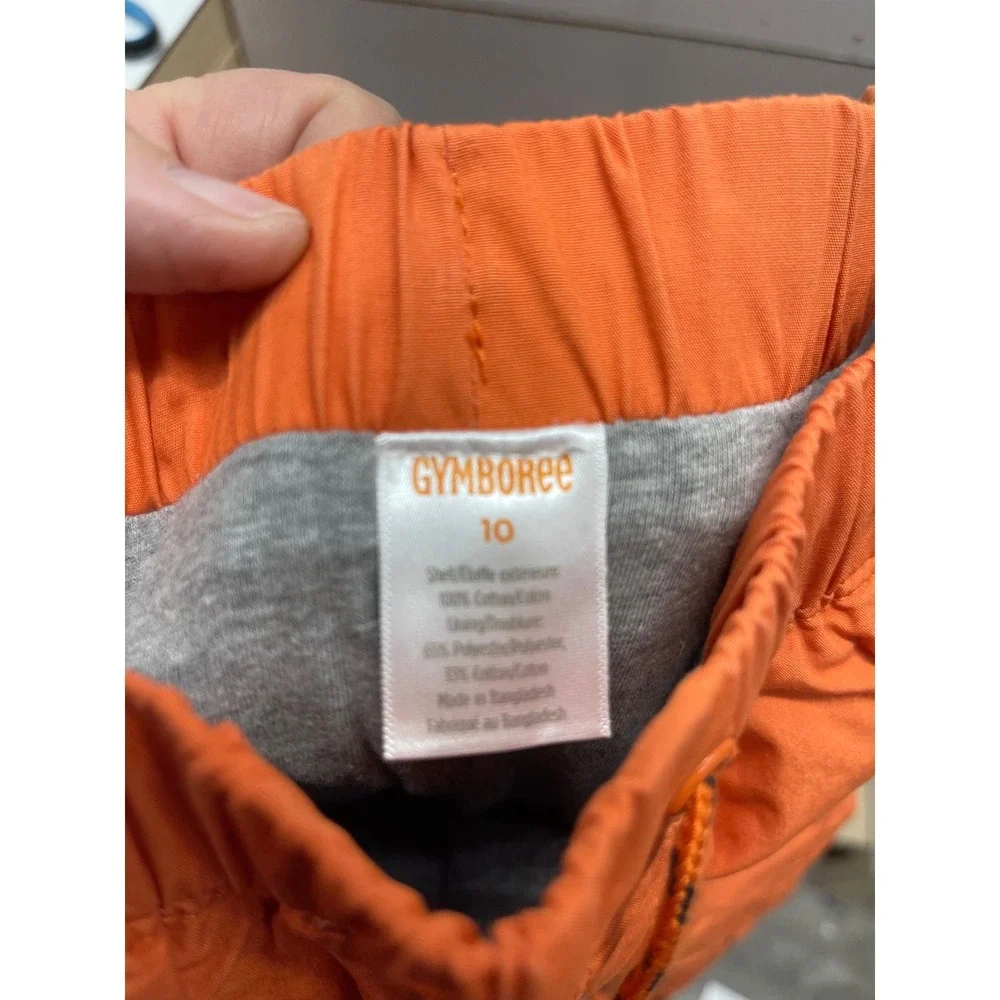 Gymboree Boys Orange Lined Cargo Pants Size 10 NWT Drawstring Elastic Waist